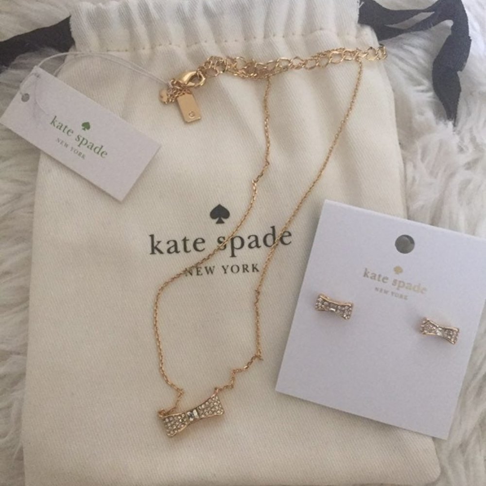 ❌SOLD!❌ Kate Spade Bow Earrings and Necklace set